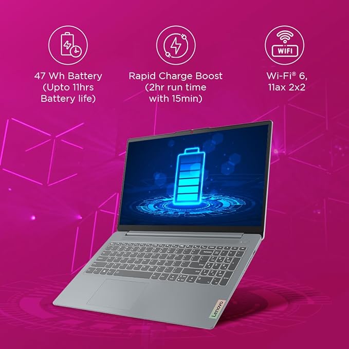 Lenovo IdeaPad Slim 3 13th Gen Intel Core i3-1315U 15.6 inch (39.6cm) FHD Laptop (8GB RAM/512GB SSD/Windows 11/Office 2024/1Yr ADP Free/3 Month Game Pass/Grey/1.6Kg), 82X700HMIN