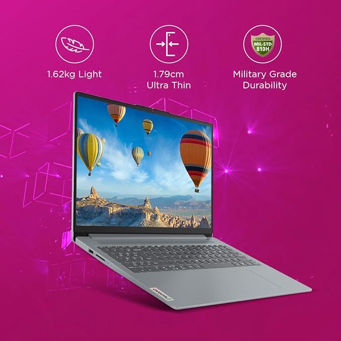 Lenovo IdeaPad Slim 3 13th Gen Intel Core i3-1315U 15.6 inch (39.6cm) FHD Laptop (8GB RAM/512GB SSD/Windows 11/Office 2024/1Yr ADP Free/3 Month Game Pass/Grey/1.6Kg), 82X700HMIN